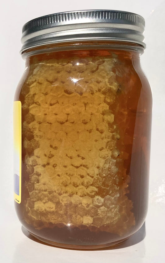 1.5 lb Glass Jar of Premium Wildflower Comb Honey