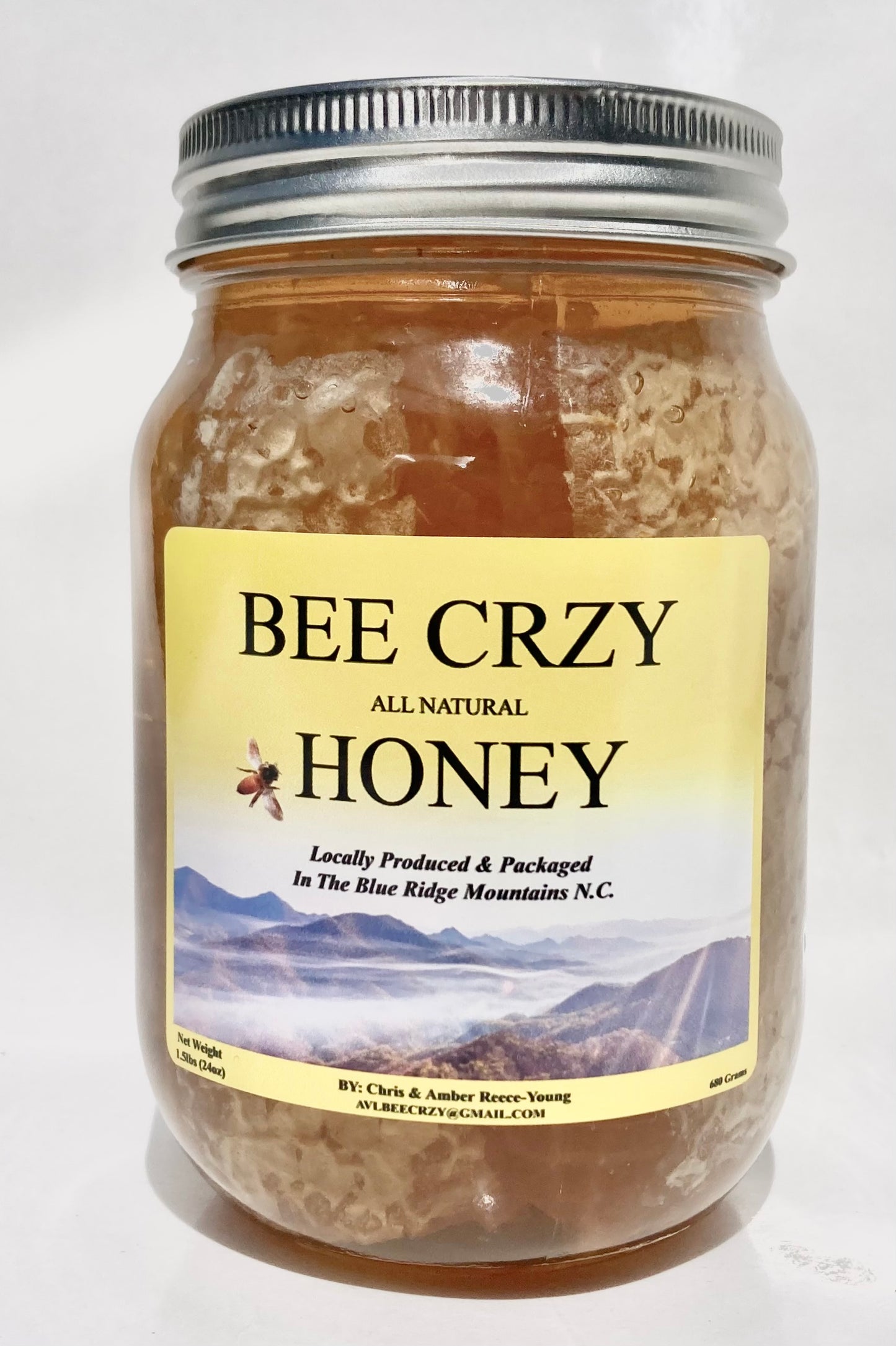 1.5 lbs Glass Jar of Sourwood Comb Honey